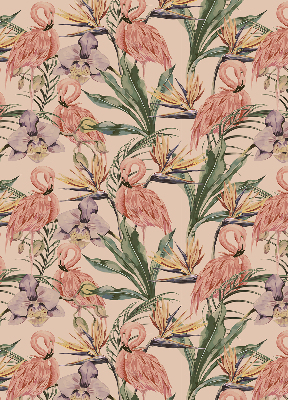 Rolgordijn verduisterend Flamingo's en bloemen