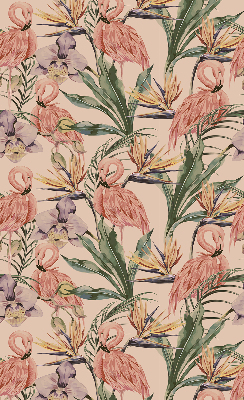 Rolgordijn verduisterend Flamingo's en bloemen