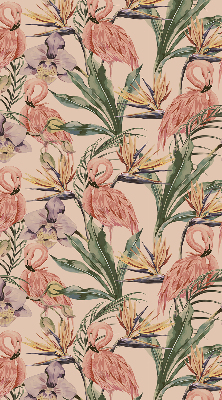 Rolgordijn verduisterend Flamingo's en bloemen