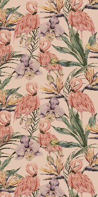 Rolgordijn verduisterend Flamingo's en bloemen