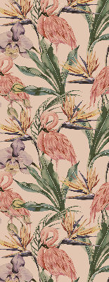 Rolgordijn verduisterend Flamingo's en bloemen