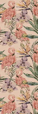 Rolgordijn verduisterend Flamingo's en bloemen