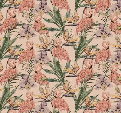 Rolgordijn verduisterend Flamingo's en bloemen