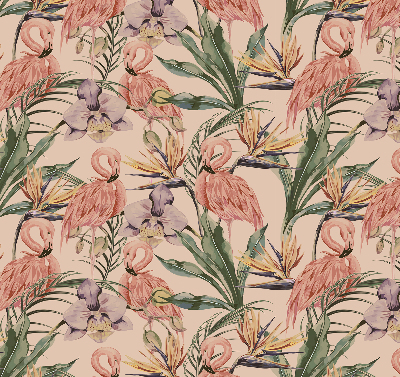 Rolgordijn verduisterend Flamingo's en bloemen