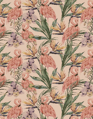 Rolgordijn verduisterend Flamingo's en bloemen