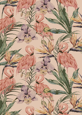 Rolgordijn verduisterend Flamingo's en bloemen