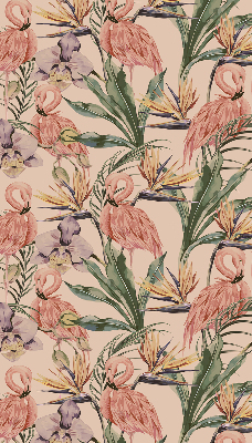 Rolgordijn verduisterend Flamingo's en bloemen