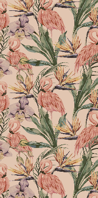 Rolgordijn verduisterend Flamingo's en bloemen