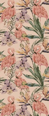 Rolgordijn verduisterend Flamingo's en bloemen