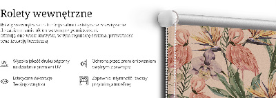 Rolgordijn verduisterend Flamingo's en bloemen