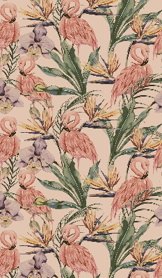 Rolgordijn verduisterend Flamingo's en bloemen