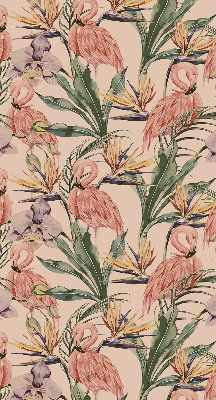 Rolgordijn verduisterend Flamingo's en bloemen