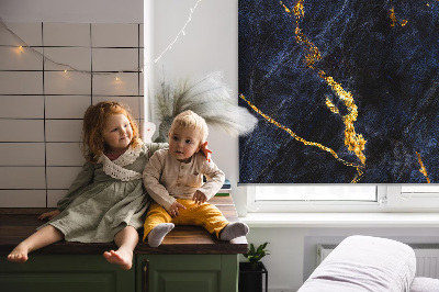 Rolgordijn voor het raam Marineblauw marmer