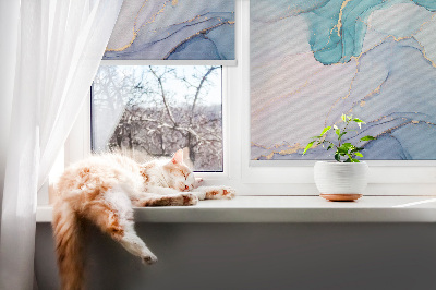 Rolgordijn voor het raam Blauwe marmer