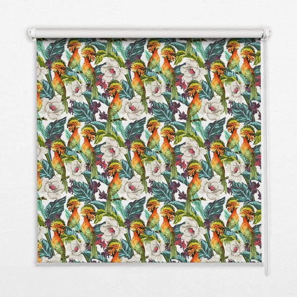 Rolgordijn verduisterend Vogels en bloemen