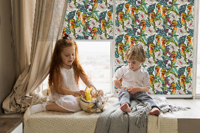 Rolgordijn verduisterend Vogels en bloemen