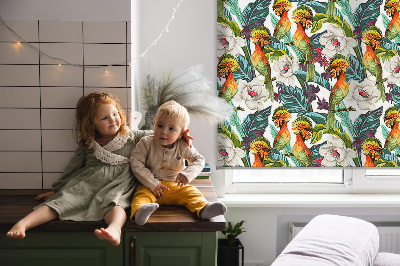 Rolgordijn verduisterend Vogels en bloemen