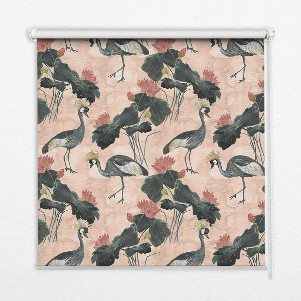 Rolgordijn verduisterend Reiger op een roze achtergrond