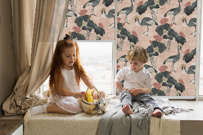 Rolgordijn verduisterend Reiger op een roze achtergrond