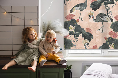 Rolgordijn verduisterend Reiger op een roze achtergrond