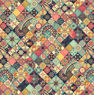 Rolgordijn voor het raam Kleurrijke tegels