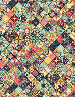 Rolgordijn voor het raam Kleurrijke tegels