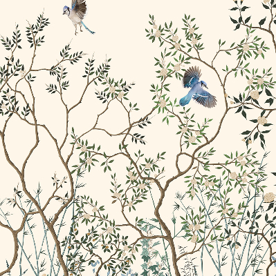 Rolgordijn voor het raam Vogels op een boom