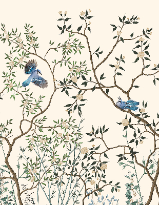 Rolgordijn voor het raam Vogels op een boom