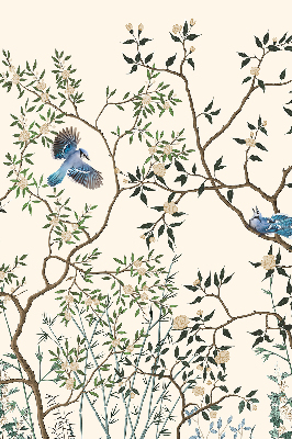 Rolgordijn voor het raam Vogels op een boom