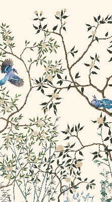 Rolgordijn voor het raam Vogels op een boom