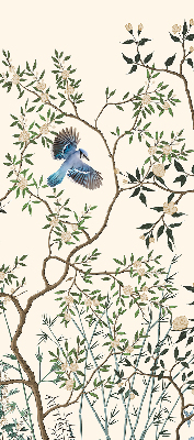 Rolgordijn voor het raam Vogels op een boom