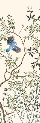 Rolgordijn voor het raam Vogels op een boom