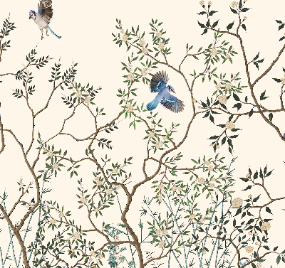 Rolgordijn voor het raam Vogels op een boom