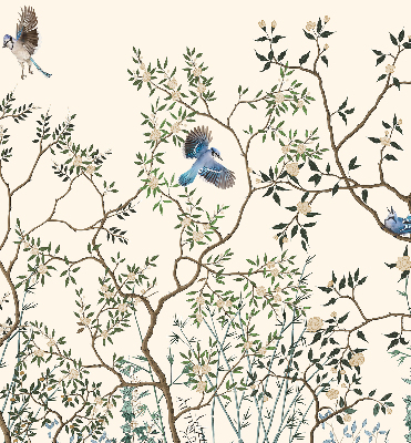 Rolgordijn voor het raam Vogels op een boom