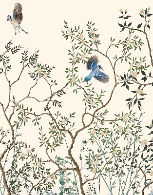 Rolgordijn voor het raam Vogels op een boom