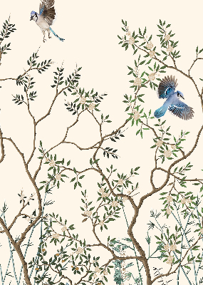 Rolgordijn voor het raam Vogels op een boom