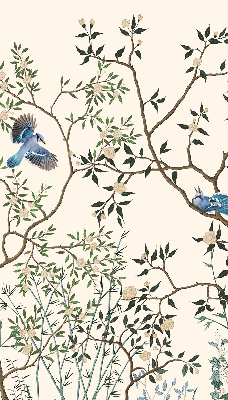 Rolgordijn voor het raam Vogels op een boom