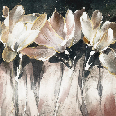 Rolgordijn voor het raam Geschilderde bloemen