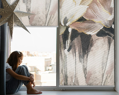 Rolgordijn voor het raam Geschilderde bloemen
