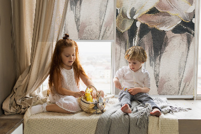 Rolgordijn voor het raam Geschilderde bloemen