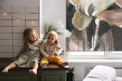 Rolgordijn voor het raam Geschilderde bloemen