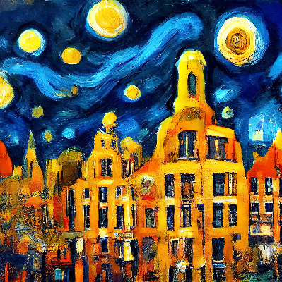 Rolgordijn verduisterend Geschilderde stad