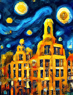 Rolgordijn verduisterend Geschilderde stad