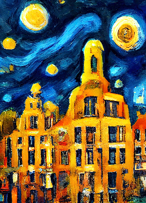 Rolgordijn verduisterend Geschilderde stad