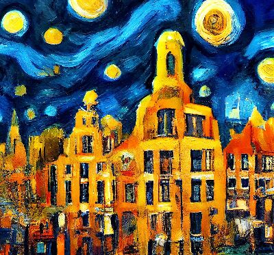 Rolgordijn verduisterend Geschilderde stad