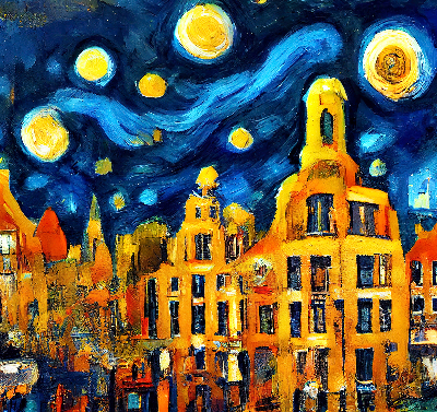 Rolgordijn verduisterend Geschilderde stad