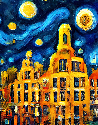 Rolgordijn verduisterend Geschilderde stad