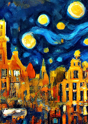 Rolgordijn verduisterend Geschilderde stad