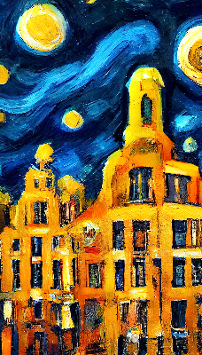 Rolgordijn verduisterend Geschilderde stad