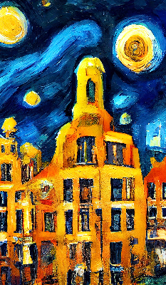 Rolgordijn verduisterend Geschilderde stad